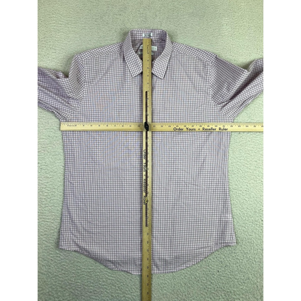 Calvin Klein Shirt Mens Large Purple Check Slim Fit Non-Iron Dress Button Up - Picture 5 of 6